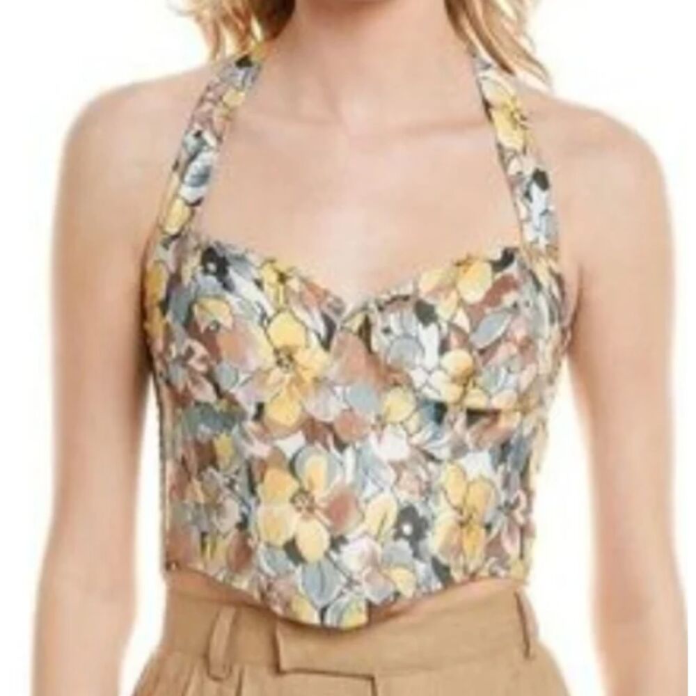 ASTR The Label Floral Halter Crop Top Size Medium